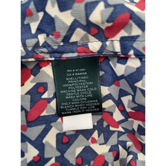 Lauren Ralph Lauren Blouse Flutter Sleeve Peasant Style Size XL Keyhole - Picture 6 of 6